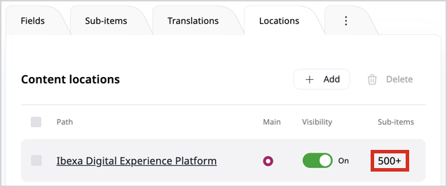 Example of subtree count with exceeded limit