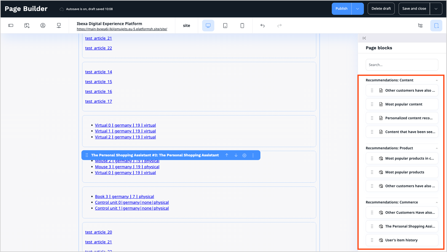 Recommendation blocks